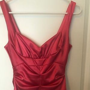 Pink full length ruched gown sweetheart size 2
